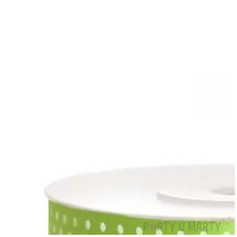 tasiemka satynowa w kropki zielone jabluszko 12 mm 25 m