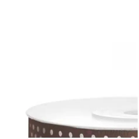 tasiemka satynowa w kropki zimny braz 12 mm 25 m