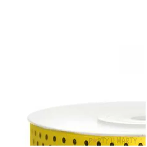 tasiemka satynowa w kropki zolta 12 mm 25 m