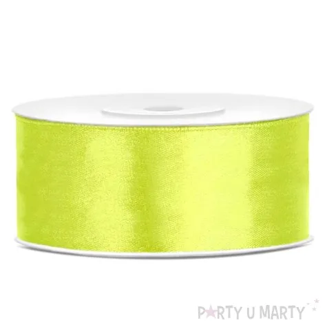 tasiemka satynowa zielona neon 25 mm 25 m