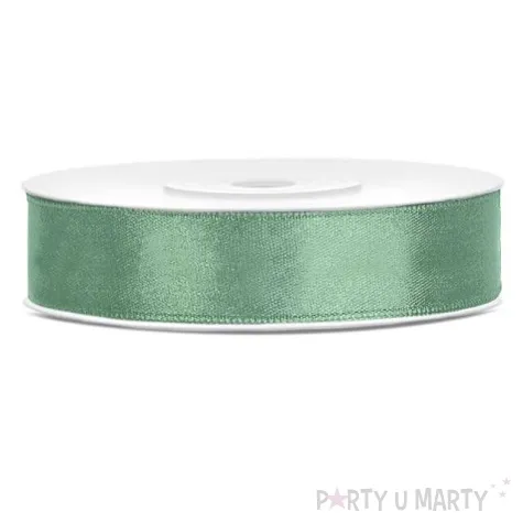 tasiemka satynowa zielono szara 12 mm 25 m