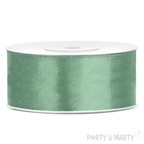 tasiemka satynowa zielono szara 25 mm 25 m