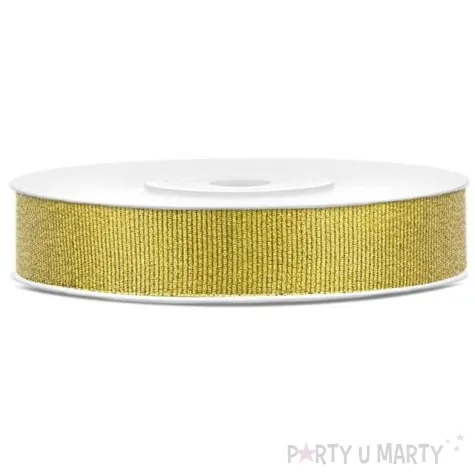 tasiemka satynowa zlota brokatowa 10 mm 25 m