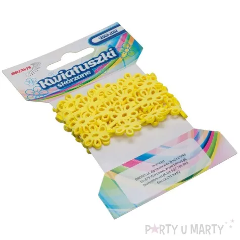 tasiemka skorzana kwiatki zolty brewis 1 m