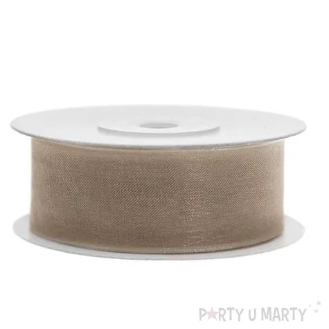 tasiemka szyfonowa bezowa 25 mm 25 m
