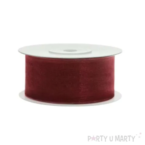 tasiemka szyfonowa bordowa 38 mm 25 m