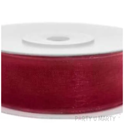 tasiemka szyfonowa czerwona 12 mm 25 m