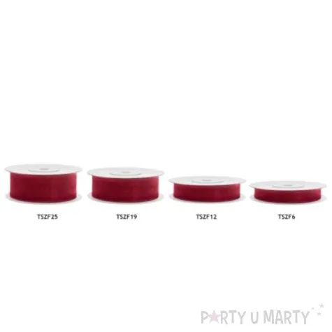tasiemka szyfonowa czerwona 25 mm 25 m