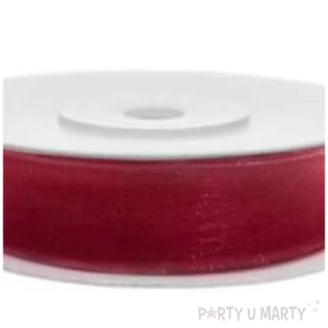 tasiemka szyfonowa czerwona 6 mm 25 m