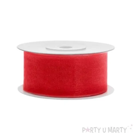 tasiemka szyfonowa czerwona jasna 38 mm 25 m