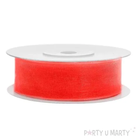 tasiemka szyfonowa czerwona neonowa 19 mm 25 m