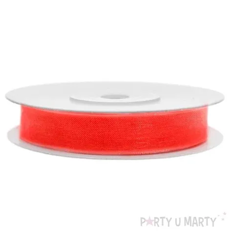 tasiemka szyfonowa czerwona neonowa 6 mm 25 m