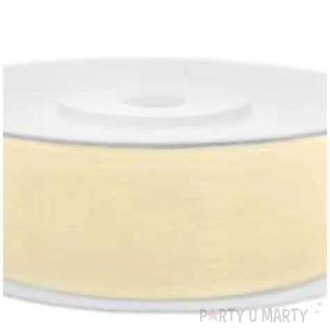 tasiemka szyfonowa kremowa jasna 12 mm 25 m