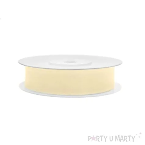 tasiemka szyfonowa kremowa jasna 12 mm 25 m