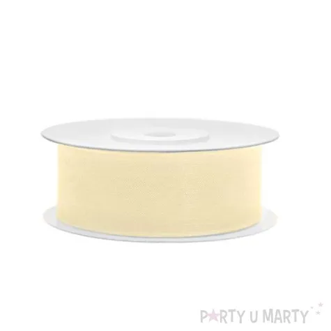 tasiemka szyfonowa kremowa jasna 25 mm 25 m