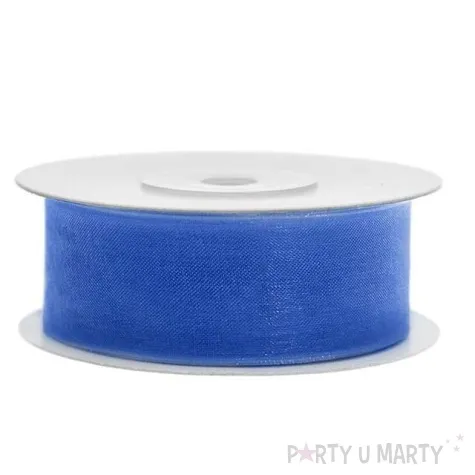 tasiemka szyfonowa niebieska kobaltowa 25 mm 25 m