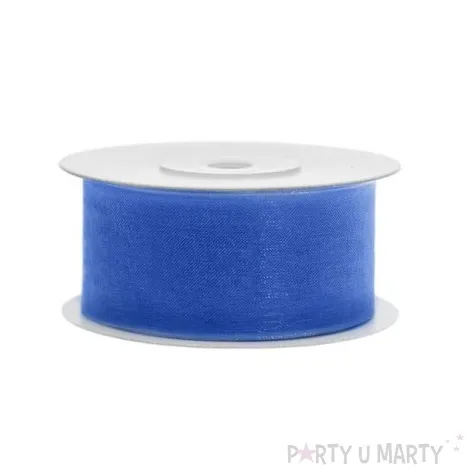 tasiemka szyfonowa niebieska kobaltowa 38 mm 25 m