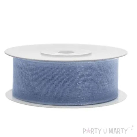 tasiemka szyfonowa niebieska mglista 25 mm 25 m