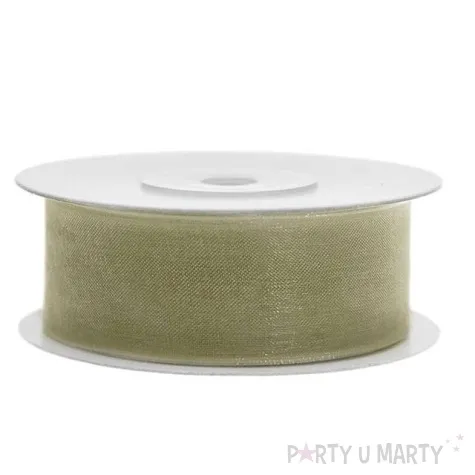tasiemka szyfonowa oliwkowa 25 mm 25 m