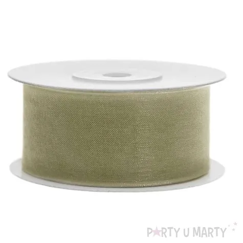 tasiemka szyfonowa oliwkowy 38 mm 25 m