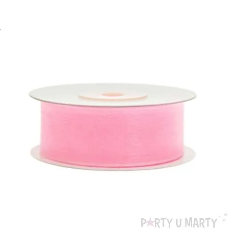 tasiemka szyfonowa rozowa jasna 25 mm 25 m