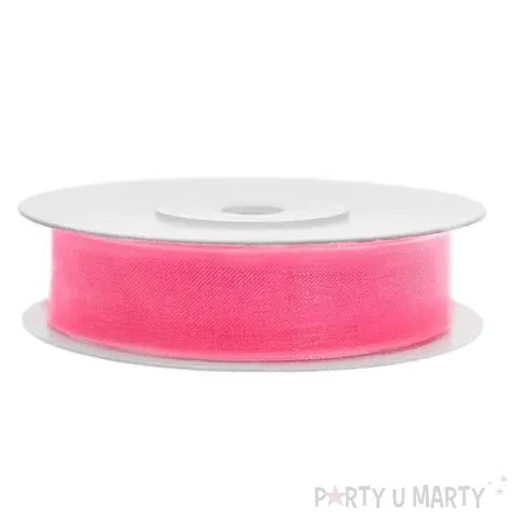 tasiemka szyfonowa rozowa neonowa jasna 12 mm 25 m
