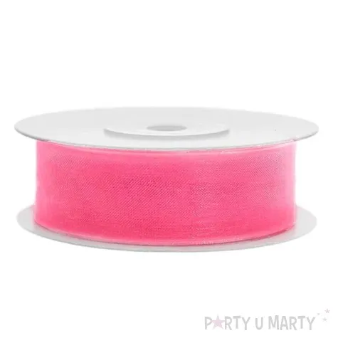 tasiemka szyfonowa rozowa neonowa jasna 19 mm 25 m