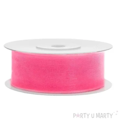 tasiemka szyfonowa rozowa neonowa jasna 25 mm 25 m