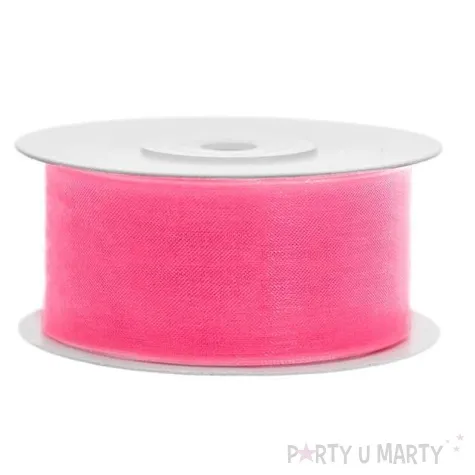 tasiemka szyfonowa rozowa neonowa jasna 38 mm 25 m
