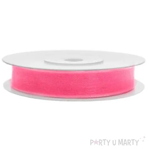 tasiemka szyfonowa rozowa neonowa jasna 6 mm 25 m