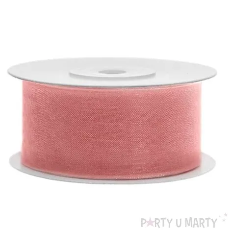 tasiemka szyfonowa rozowa rumiana 38 mm 25 m