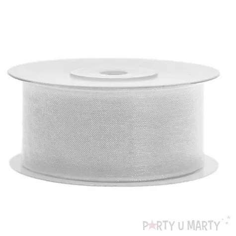 tasiemka szyfonowa srebrna 38 mm 25 m