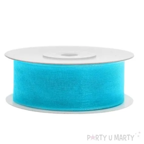 tasiemka szyfonowa turkusowa 25 mm 25 m