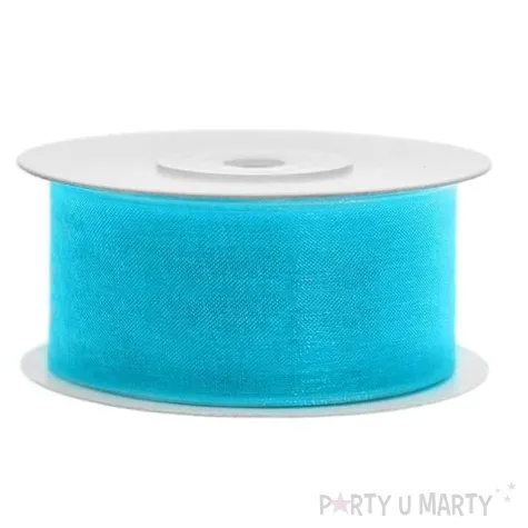 tasiemka szyfonowa turkusowa 38 mm 25 m