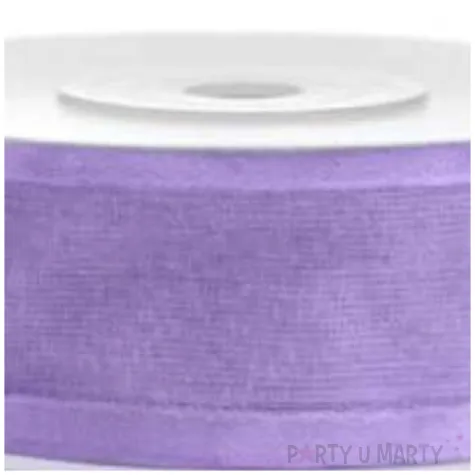 tasiemka szyfonowa z lamowka premium lawendowa 25 mm 25 m