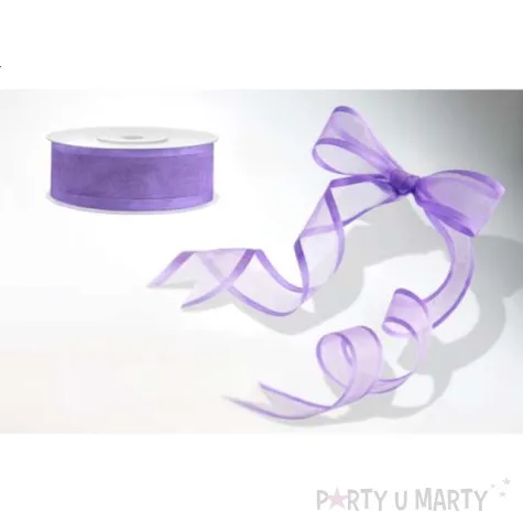 tasiemka szyfonowa z lamowka premium lawendowa 25 mm 25 m