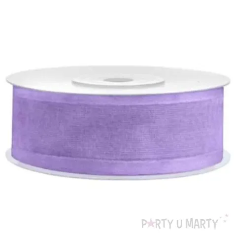 tasiemka szyfonowa z lamowka premium lawendowa 25 mm 25 m