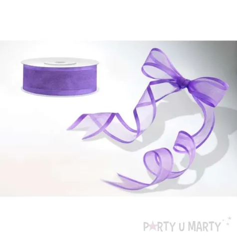 tasiemka szyfonowa z lamowka premium liliowa 25 mm 25 m