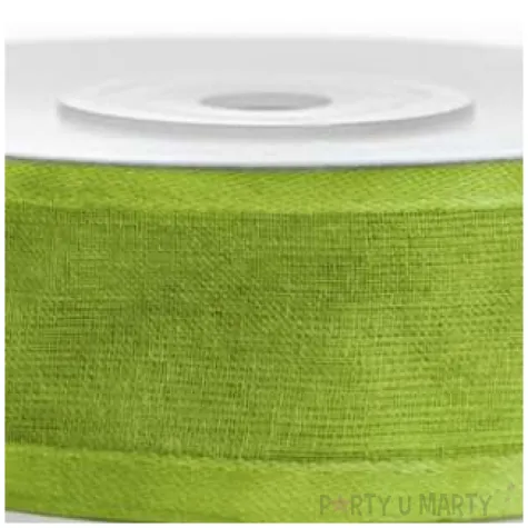 tasiemka szyfonowa z lamowka premium zielone jabluszko 25 mm 25 m