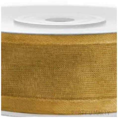 tasiemka szyfonowa z lamowka premium zlota 25 mm 25 m