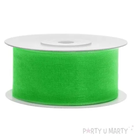 tasiemka szyfonowa zielona koniczyna 38 mm 25 m