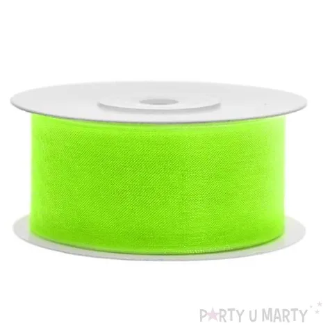tasiemka szyfonowa zielona neonowa jasna 38 mm 25 m