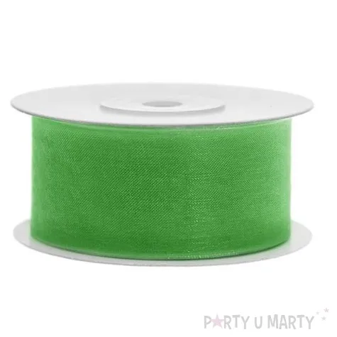 tasiemka szyfonowa zielona szmaragdowa 38 mm 25 m