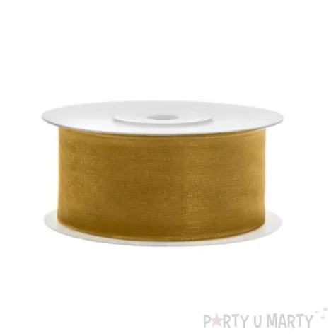 tasiemka szyfonowa zlota 38 mm 25 m