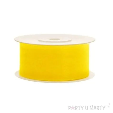 tasiemka szyfonowa zolta 38 mm 25 m