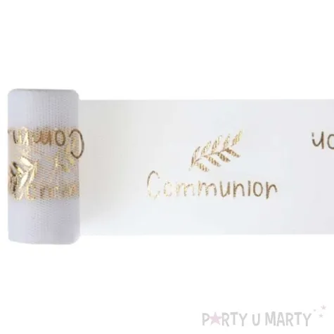 tasiemka tiulowa communion zloty santex 10m