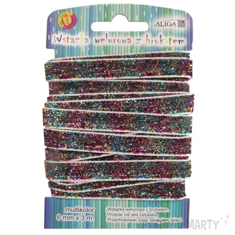 tasiemka welurowa brokatowa kolorowa aliga 3 m