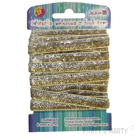 tasiemka welurowa brokatowa zloto srebrny aliga 3 m
