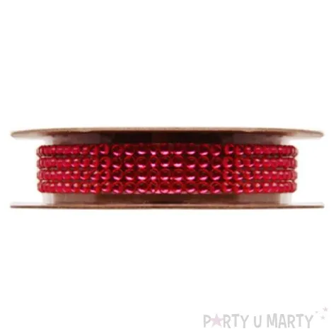 tasiemka z krysztalkami santex czerwona 15mm 1m