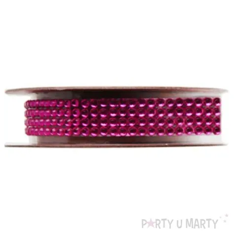 tasiemka z krysztalkami santex rozowa 15mm 1m